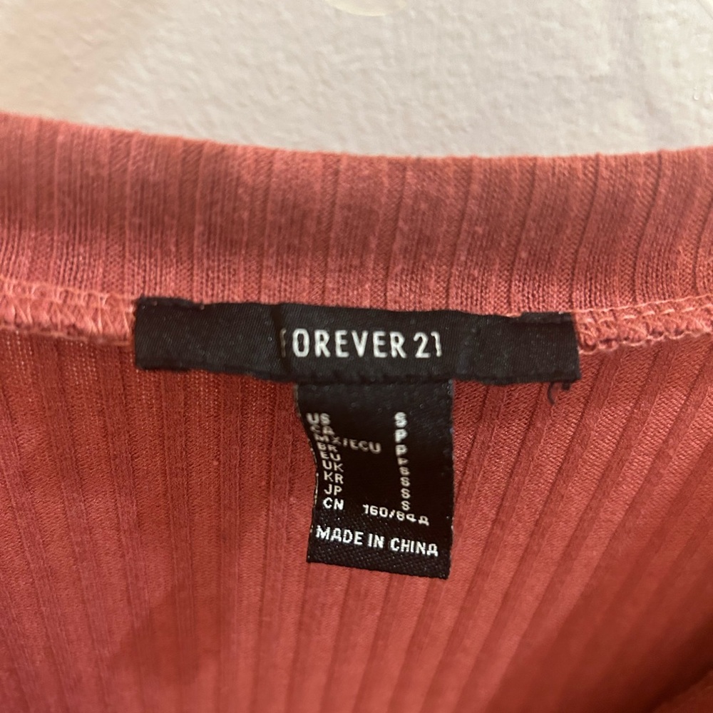 Forever 21 Rust Ribbed Buttoned Blouse - Picture 3 of 3